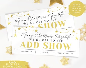 Editable Theatre Ticket Voucher, Musical Theatre Surprise Ticket, Christmas Gift Theatre Ticket, Broadway Show Ticket, Personalized Gift,088