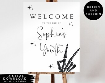 RIPs to my twenties party Welcome Board, White Death to 20s invite, Funeral Death to my youth birthday welcome sign, 30s birthday Board, 174