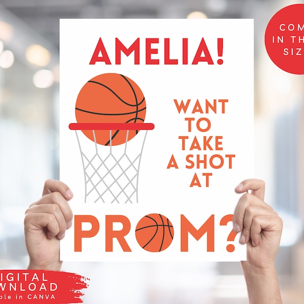 Basketball Promposal Sign, Digital Promposal Ask Idea, Digital Want to take a shot at prom with me sign, Printable Promposal Poster, 309