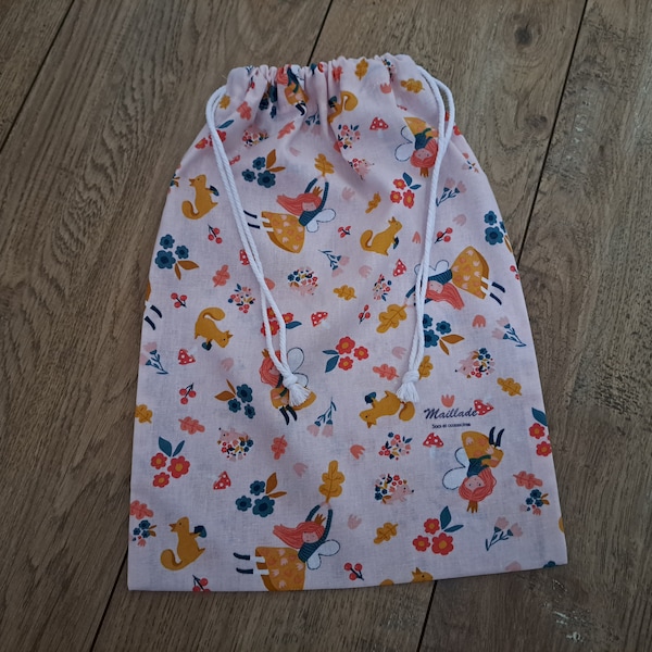 Pochon enfants, pochon de rangement, sac en tissu, sac réutilisable, sac école, zéro déchet