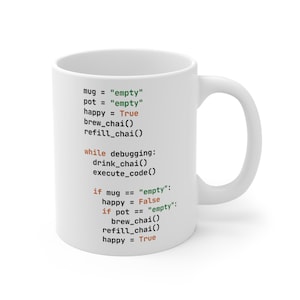 Chai & Code: Funny Python Programmer Mug | Debugging + Chai Lovers Gift | Coding Humor Mug | Chai Cup for Developers | Desi Programmer Gift image 4