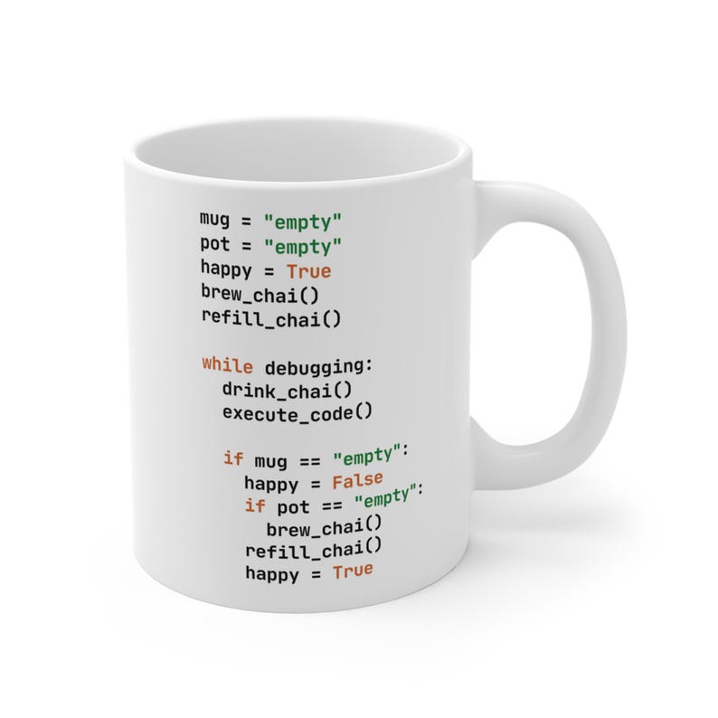 Chai & Code: Funny Python Programmer Mug | Debugging + Chai Lovers Gift | Coding Humor Mug | Chai Cup for Developers | Desi Programmer Gift image 4
