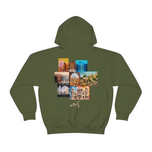 Streetwear Hoodie Desi Pakistani Art Hoodie | Punjabi, Urdu | Pakistani Clothes Military Green