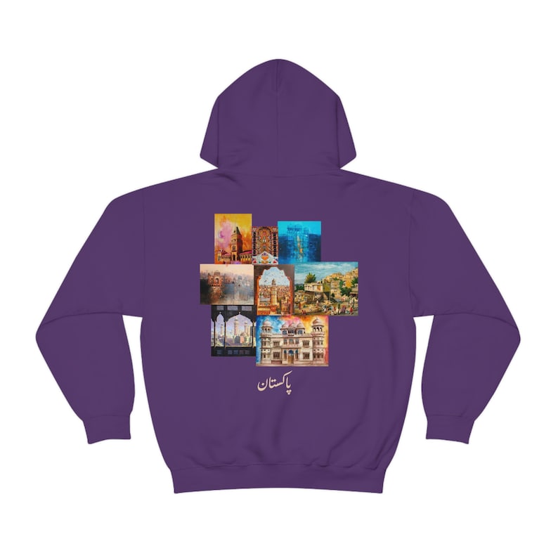 Streetwear Hoodie Desi Pakistani Art Hoodie | Punjabi, Urdu | Pakistani Clothes Purple