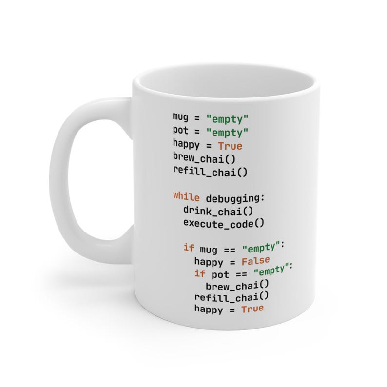 Chai & Code: Funny Python Programmer Mug | Debugging + Chai Lovers Gift | Coding Humor Mug | Chai Cup for Developers | Desi Programmer Gift image 3