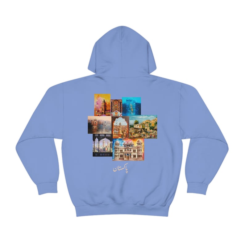 Streetwear Hoodie Desi Pakistani Art Hoodie | Punjabi, Urdu | Pakistani Clothes Carolina Blue