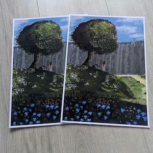 Eren und Mikasa Kunstdruck | AOT Kunst | Angriff auf Titan unter dem Baum fanart | Bunte A4 / A5 Wand-Dekor-Malerei | Originale Zeichnung