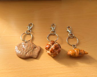 Handmade Clay Bread Keychain | Kawaii Bun, Croissant & Taiyaki