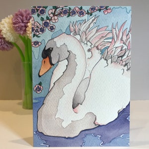 Lot de 7 | Pack de cartes de voeux divers oiseaux | Lot de 7 cartes | Perroquet | carte de cygne