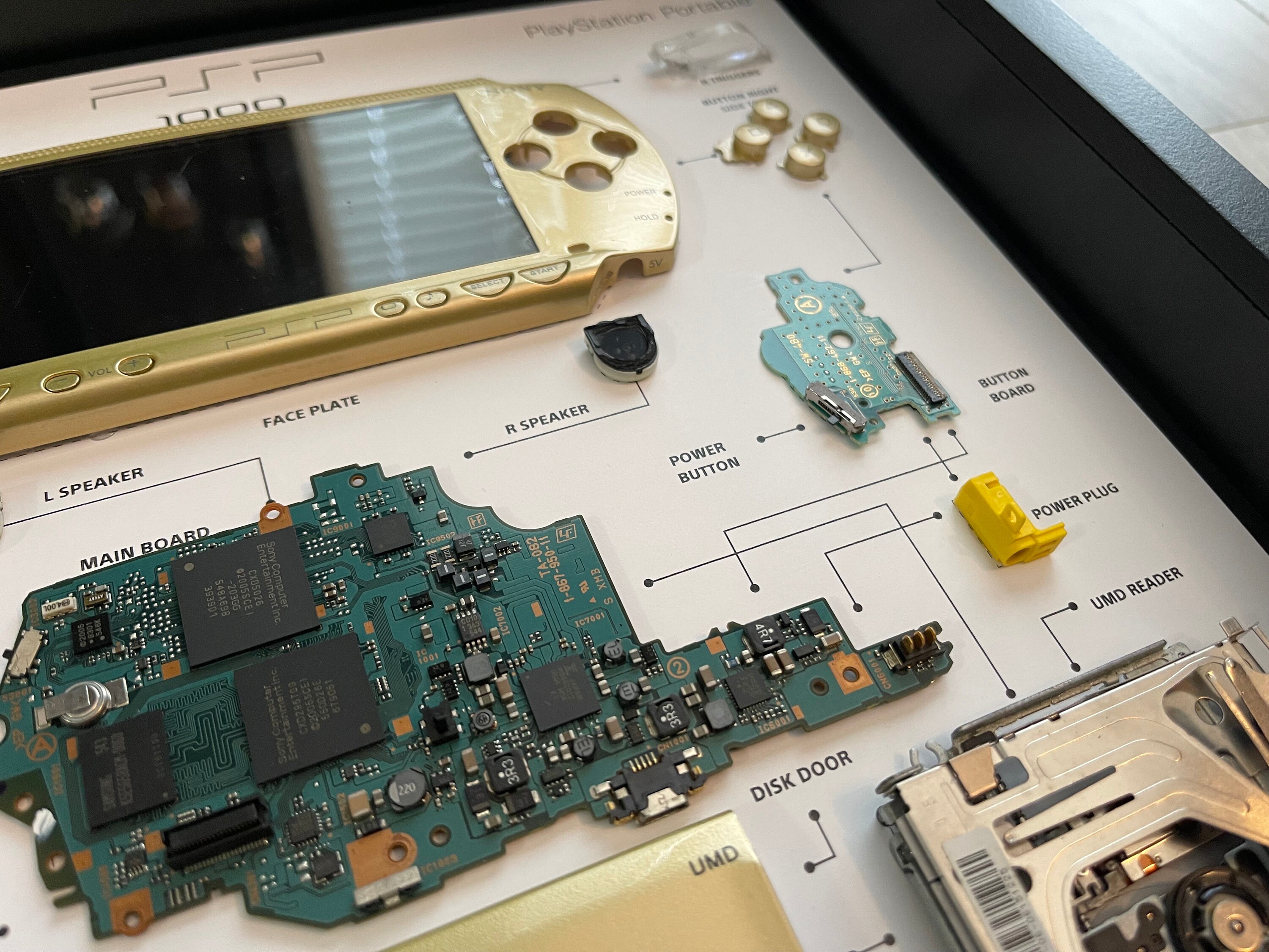 Gold PSP1000 Teardown Art - Etsy