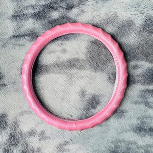 Pink Fluorescence Steering Wheel Cover, Leather Car Accessories, Custom Letter Steering Wheel Cover, Anti-slip Steer Wheel Cover