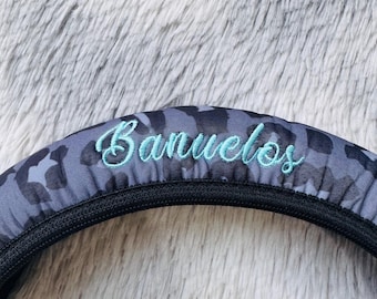 Leopard Print Steering Wheel Cover: Custom Embroidered Grip