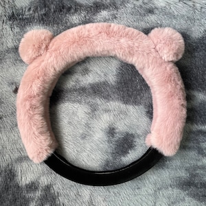 Pink Bear Plush Steering Wheel Cover, Plush Car Accessories, Custom Letter Steering Wheel Cover, Anti-slip Steer Wheel Cover