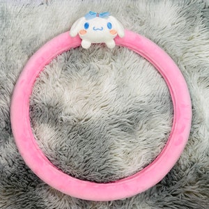 Funda de volante con dibujos kawaii para niñas, bonita funda rosa para volante de coche, cálida y antideslizante para invierno, accesorios para coche.