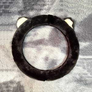 Cute Plush Cat&#39;s Ears Steering Wheel Cover, Plush Car Accessories, Custom Letter Steering Wheel Cover, Anti-slip Steer Wheel Cover