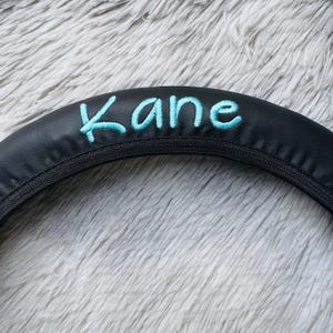 Personalized Artificial Leather Steering Wheel Cover, Custom Embroidered Name Steering Wheel Cover, Personalized Gift for Driver