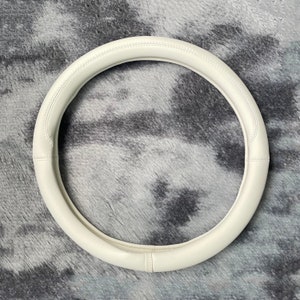 Pure White Steering Wheel Cover, Leather Car Accessories, Custom Letter Steering Wheel Cover, Anti-slip Steer Wheel Cover