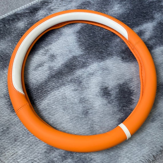 Buy Orange White Sport Steering Wheel Cover Leather Car