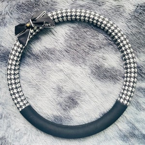 Black White Bow Steering Wheel Cover, Car Accessories, Fiber Steering Wheel Cover, Anti-slip Steer Wheel Cover