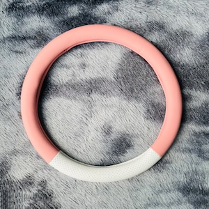 Pink White Steering Wheel Cover, Lovely Pink Car Accessories, Custom Letter Steering Wheel Cover, Anti-slip Steer Wheel Cover