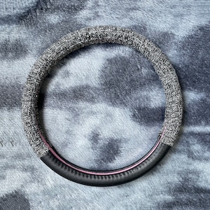 Black Cotton Linen Steering Wheel Cover: Custom Rhinestone Lettering