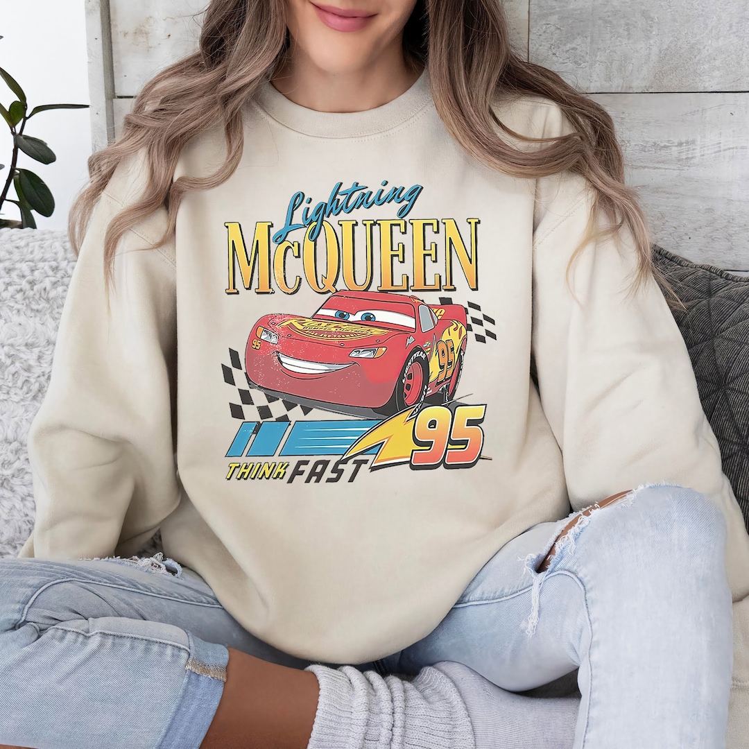 Vintage Lightning Mcqueen Sweatshirt Retro Disney Cars Etsy