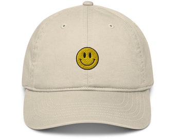 Chapéu amigável do pai de Eco do algodão orgânico do smiley retro da cara do smiley