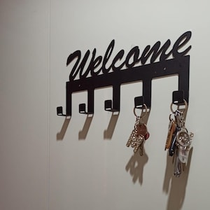Industrial Welcome Key Holder DXF File: CNC Laser Cut Metal (Digital Download)