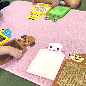 Tarjetas sensoriales de animales de fieltro, juguete de aprendizaje Montessori