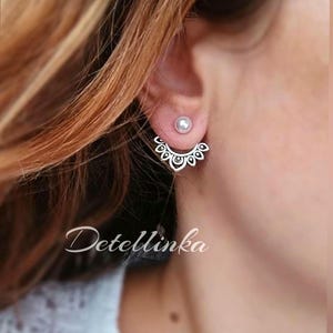 Pearl Shine: Lotus Wedding Ear Jacket Earrings - Perfect jewelry for the Bride