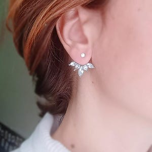 925 Sterling silver flower earrings Minimalist ear climber forget me not Gift for her