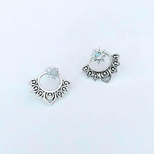 Silver Celestial Sun Ear Jackets dubbelsidiga örhängen boho smycken