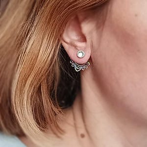 Aurora Beauty: Colour change Lotus Ear Jacket Double sided Earrings - Perfect Birthday Gift