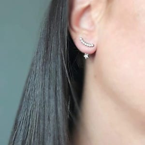 925 Sterling silver flower earrings Minimalist ear climber forget me not Gift for her