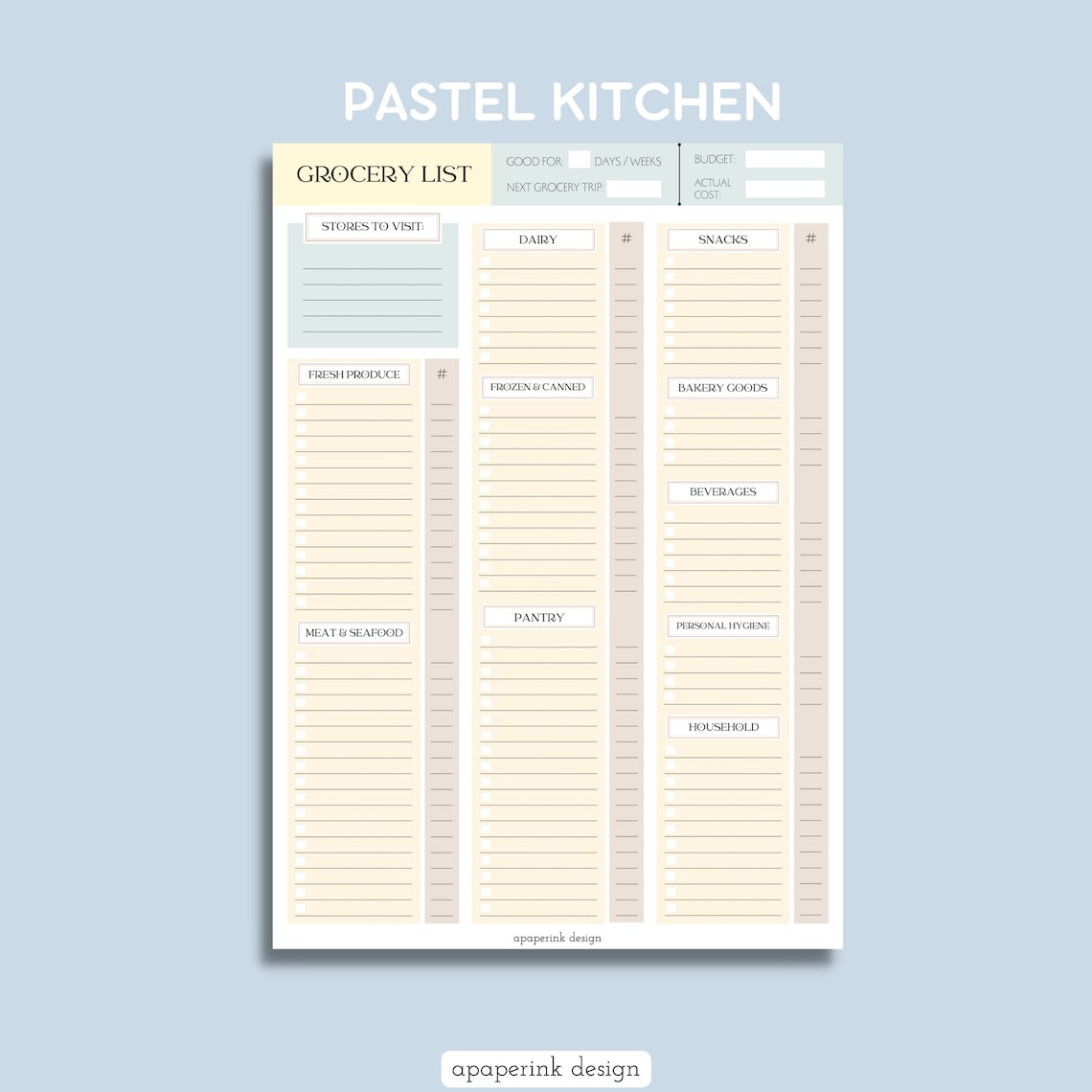 Grocery Shopping List Printable and Digital Grocery List Etsy