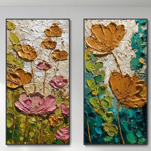 Original Floral Texture Wall Art 3D Abstract Colorful Flower Painting Canvas Home Decor Living Room Art Multicolor Flower Artwork Spring