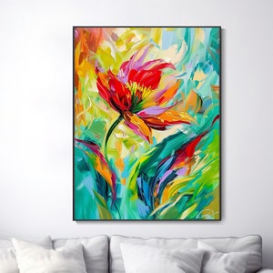 Moderne Abstracte Boheemse Bloemen Handgeschilderd Olieverf Origineel Dikke Textuur Kunstwerk Op Maat Gemaakte Muurdecoratie Decoratief