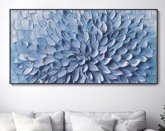 Arte abstracto azul wabi-sabi, pintura minimalista, decoración de pared moderna y con estilo, regalos personalizados, murales decorativos