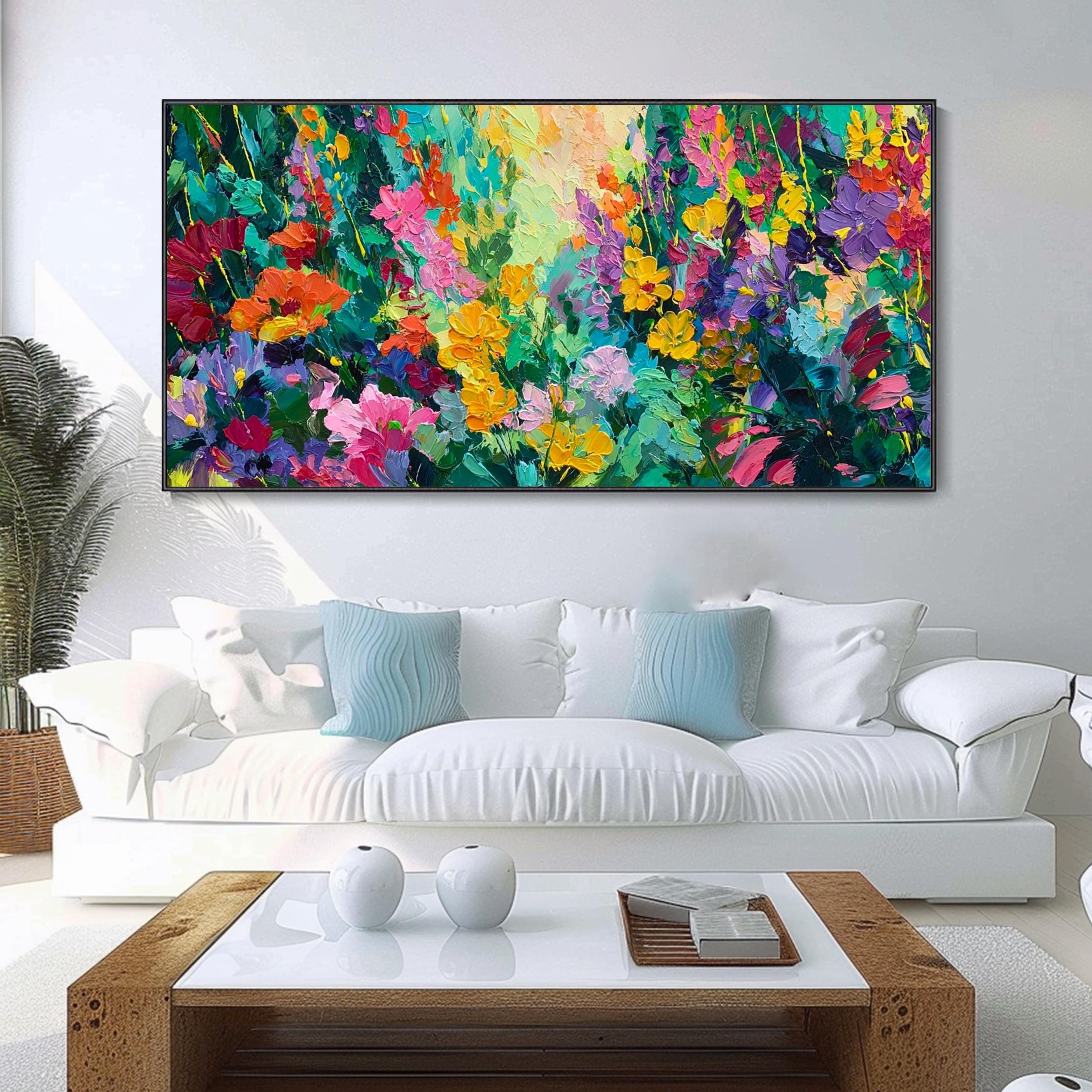 Original Colorful Floral Texture Wall Art 3D Abstract Living Room ...