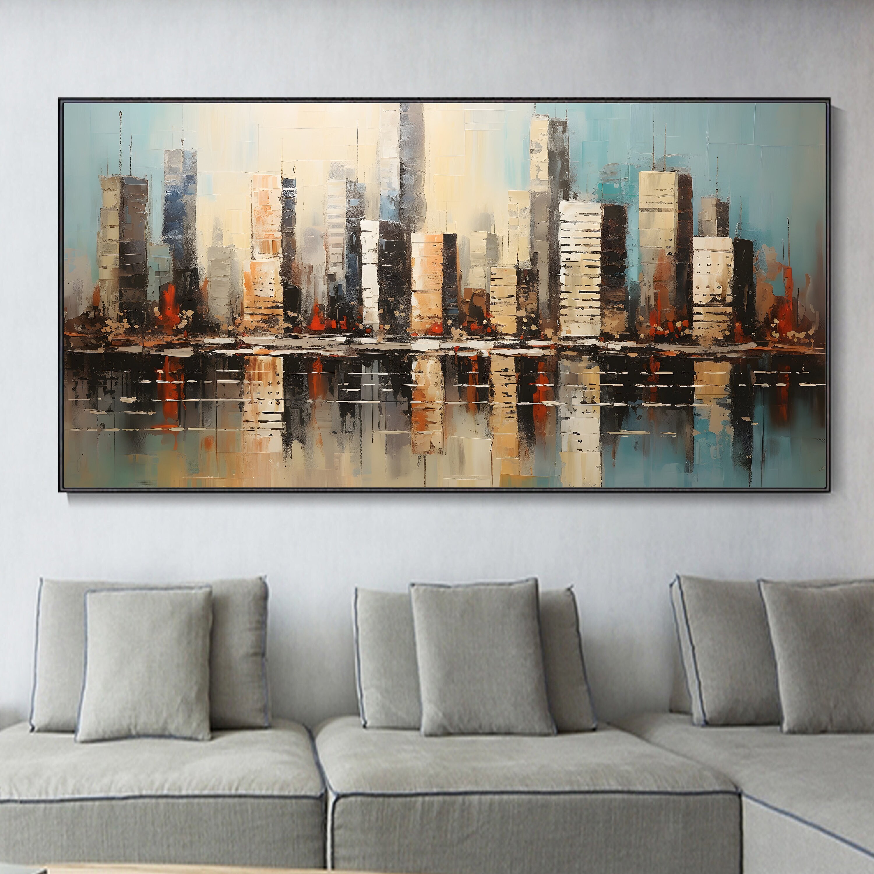 Original Urban Landscape Art Living Room Decor Canvas Oil - Etsy