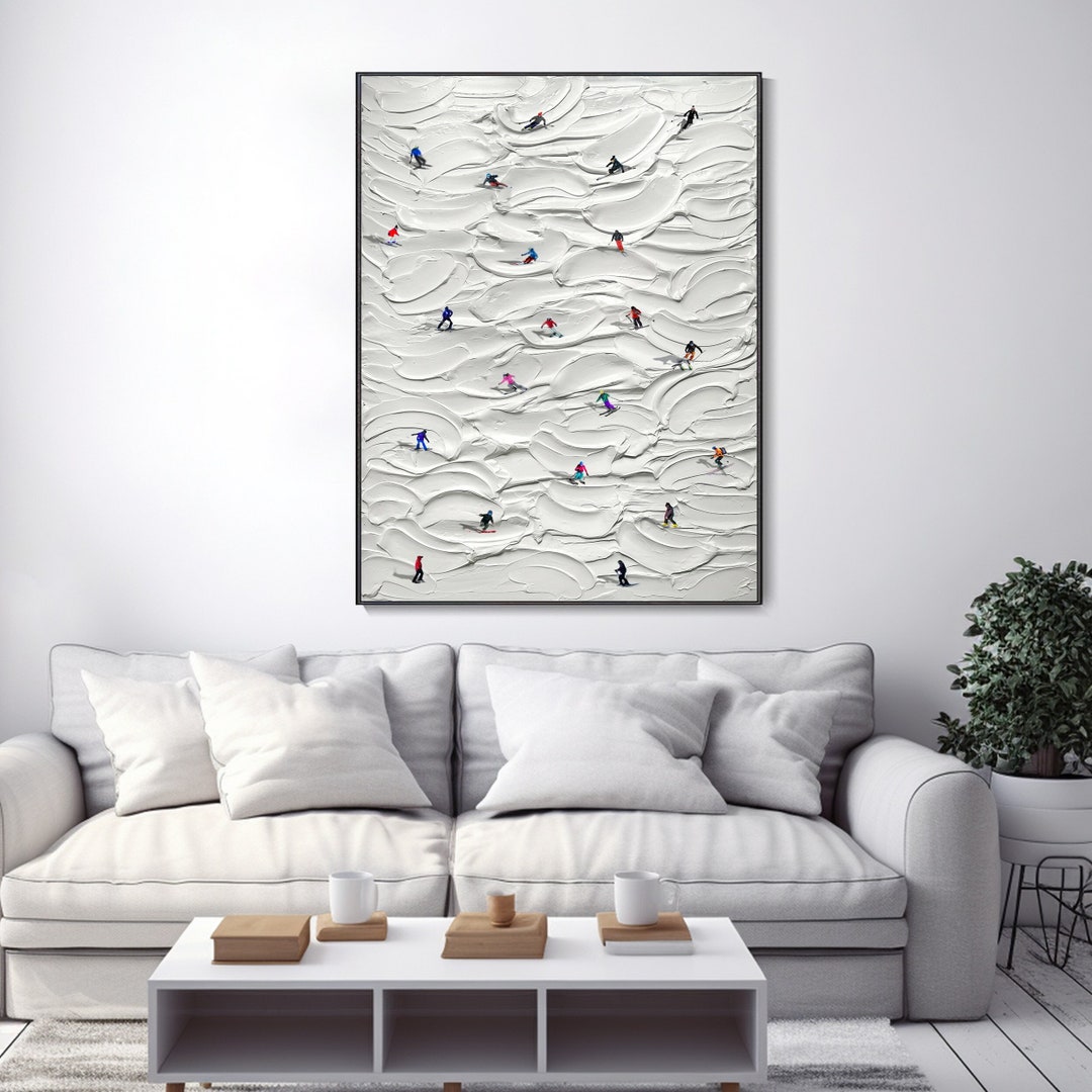 3D Textured White Snowscape Abstract Oil Painting Hand Palette Knife ...
