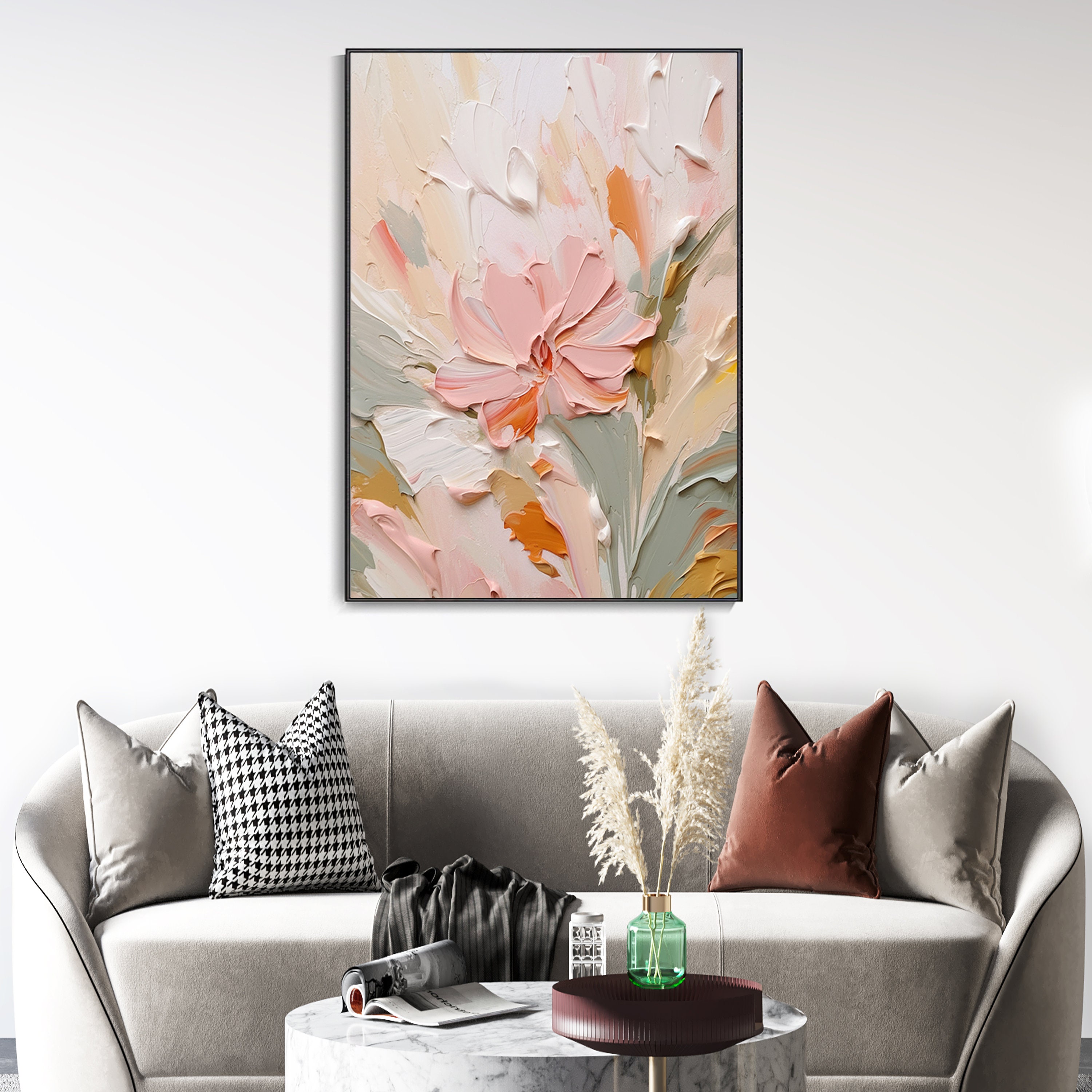 Original Abstract Flower Painting on Canvas 3D Textured Wall Art Wall ...
