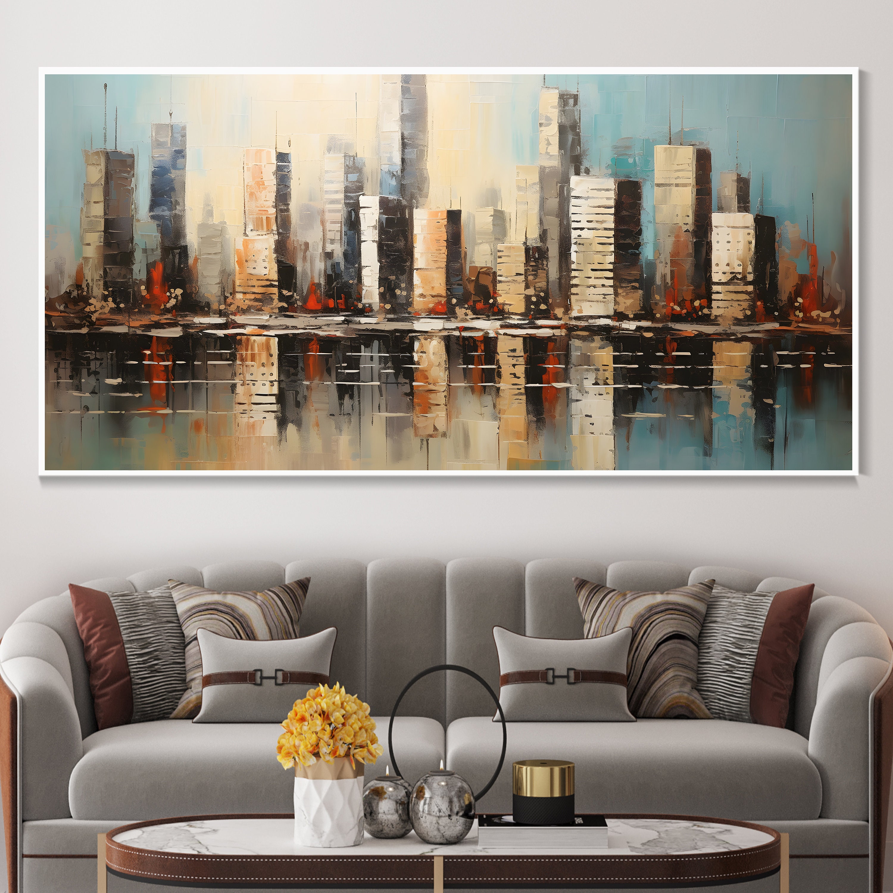 Original Urban Landscape Art Living Room Decor Canvas Oil Etsy