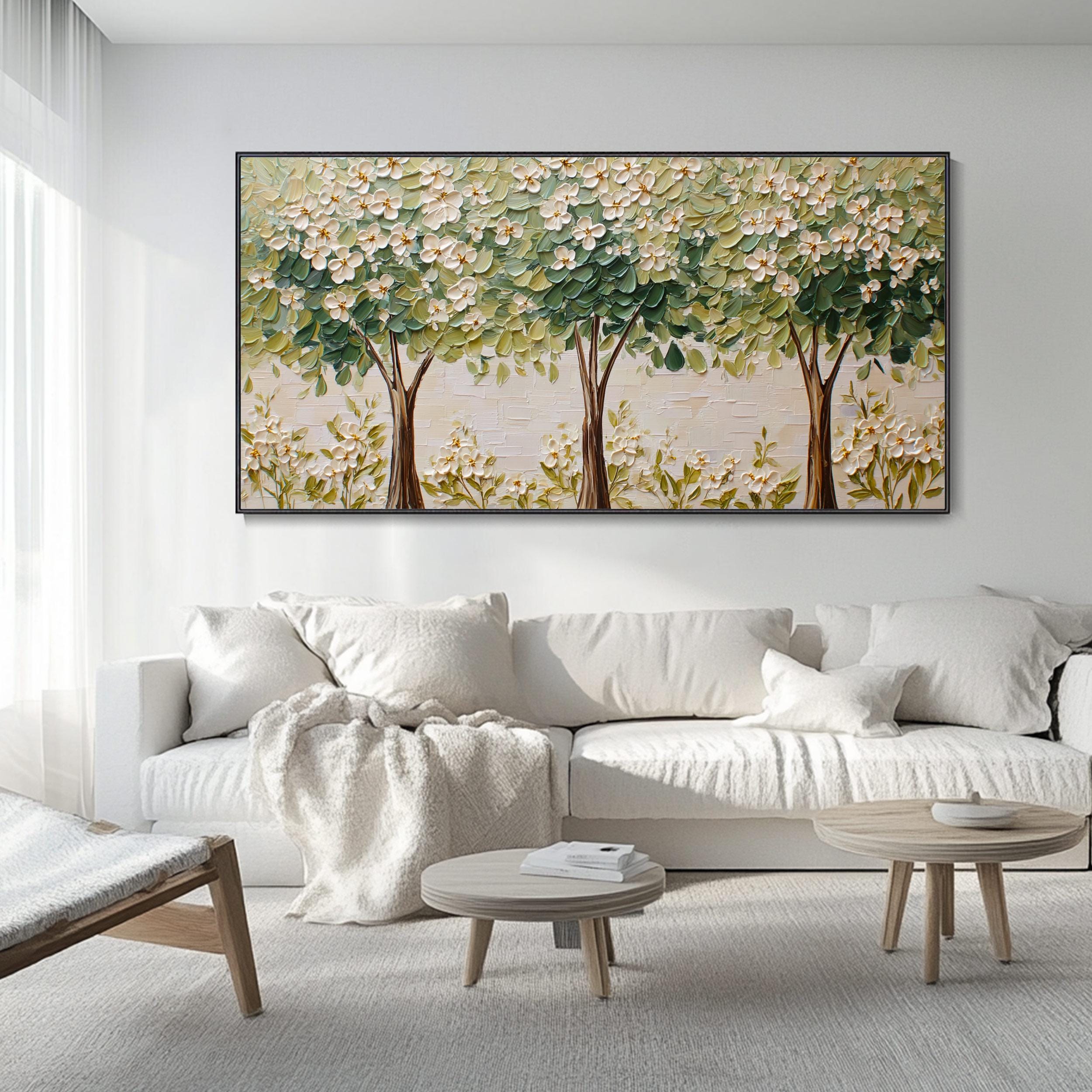 Hand Canvas Oil Painting Forest Green Trees Nature Landscape Art Quiet Spirit Wall Decor Fine Frame Home Decor Abstract Custom Artwork
