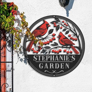 Custom Red Cardinal Garden Decor, Cardinal Metal Sign, Dogwood Flower, A Pair of Cardinals Wall Decor, Garden Decor, Cardinal Yard Art