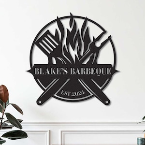 Personalized Barbeque Metal Sign, Barbeque Metal Wall Art, Custom BBQ Metal Sign, BBQ Decor,  Outdoor Decor, Gift for Dad, Porch Decor