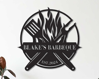 Personalized Barbeque Metal Sign, Barbeque Metal Wall Art, Custom BBQ Metal Sign, BBQ Decor,  Outdoor Decor, Gift for Dad, Porch Decor