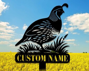Custom Quail Bird Metal Stake, Quail Bird Metal Wall Art, Quail Bird Wall Hanging, Garden Decor, Bird Lover Gift, Farmhouse Sign