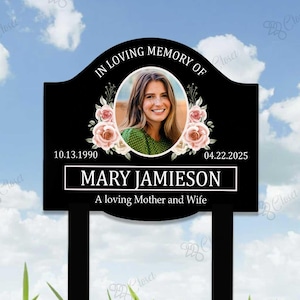 Personalized Photo Grave Marker, Memorial Photo Stake, Outdoor Memorial Plaque, Sympathy Plaque, Remembrance Sign, Photo Memorial Sign