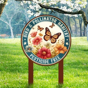 Butterfly Garden Sign, Pollinator Habitat, Vintage Butterfly, Colorful Butterfly Decor, Butterfly Metal Sign, Garden Decor, Gift for Mom